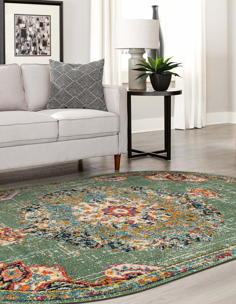 Brighton Terrace Collection Area Rug - Hove (Green) Oval Green  lifestyle 37