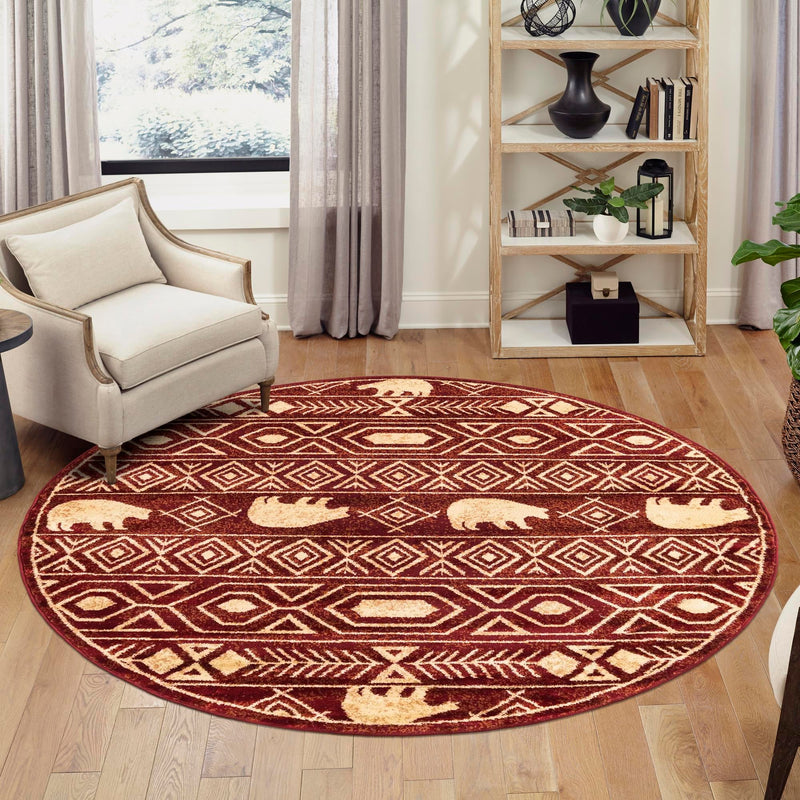 Frontier Trails Collection Area Rug -  Sedona Round Red  lifestyle 62