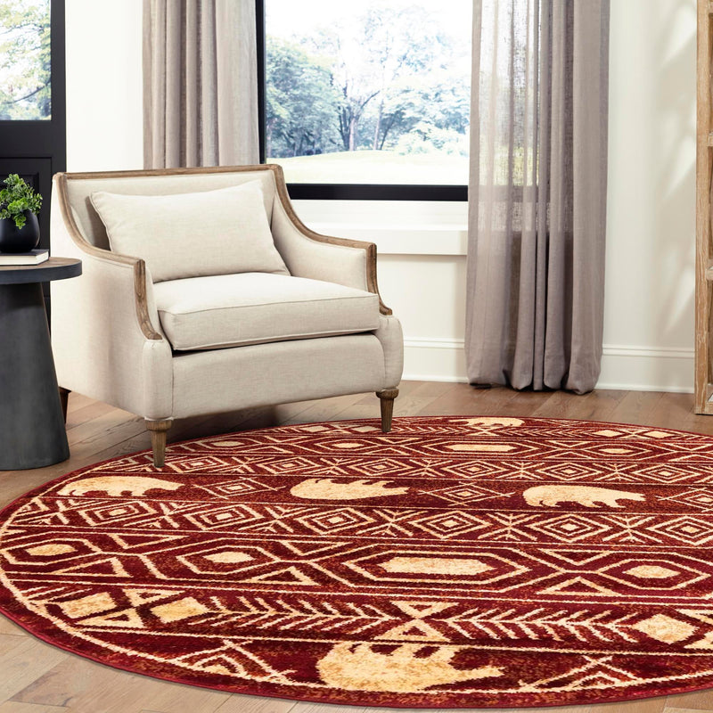 Frontier Trails Collection Area Rug -  Sedona Round Red  lifestyle 63