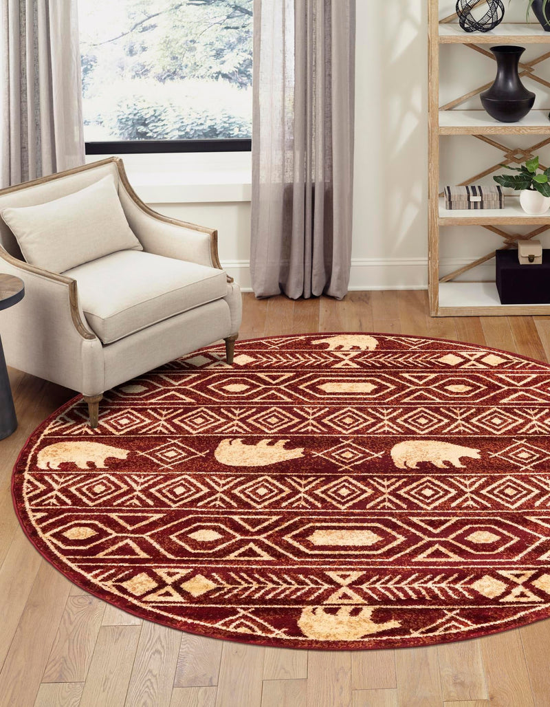 Frontier Trails Collection Area Rug -  Sedona Round Red  lifestyle 25