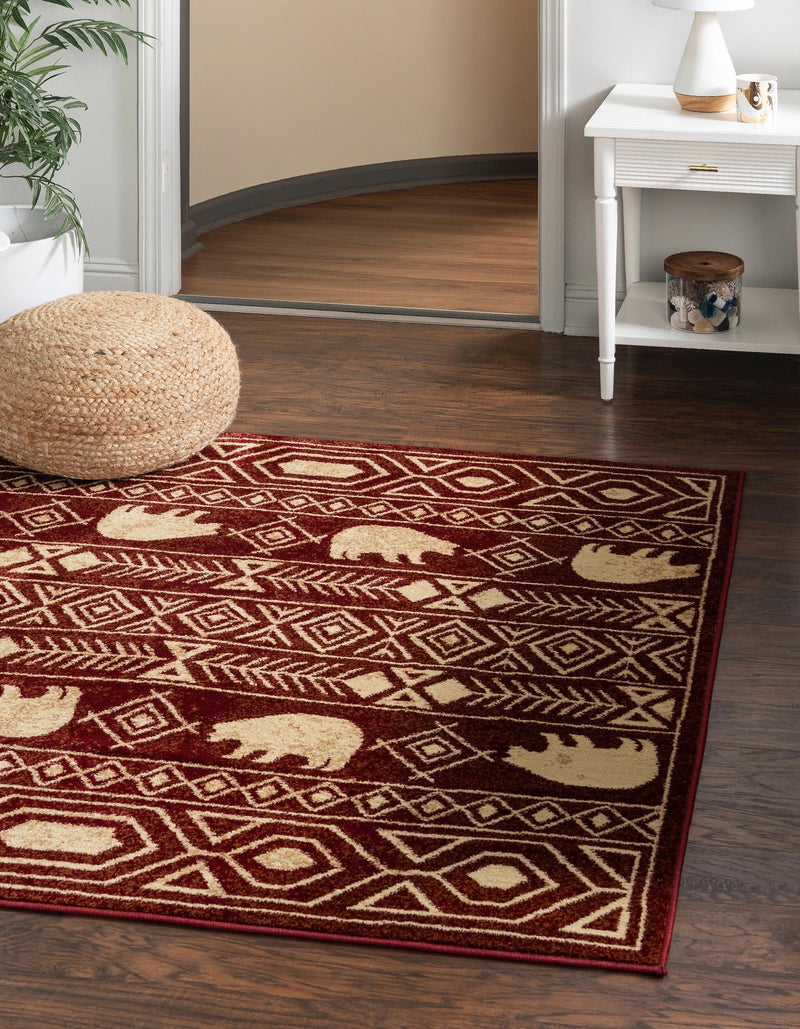 Frontier Trails Collection Area Rug -  Sedona Square Red  lifestyle 24