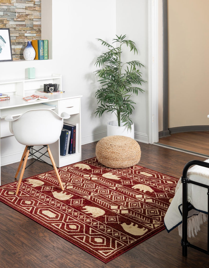 Frontier Trails Collection Area Rug -  Sedona Square Red  lifestyle 29