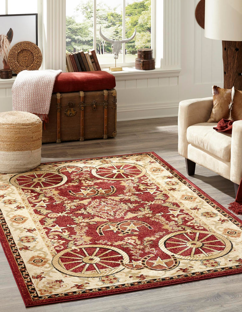 Frontier Trails Collection Area Rug -  Onyx Rectangle Red  lifestyle 8