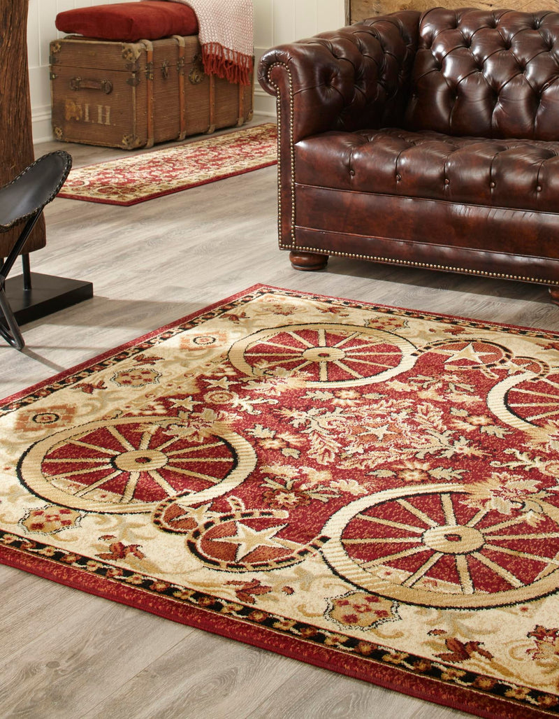 Frontier Trails Collection Area Rug -  Onyx Square Red  lifestyle 75