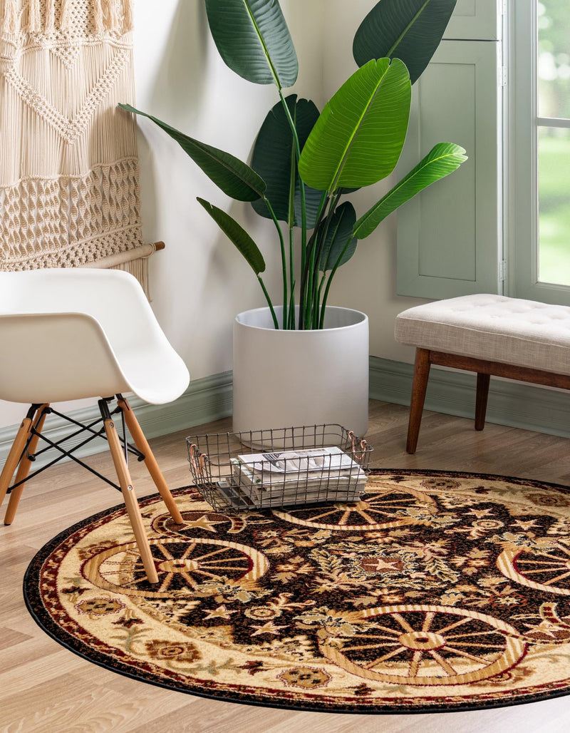 Frontier Trails Collection Area Rug -  Onyx Round Black  lifestyle 61