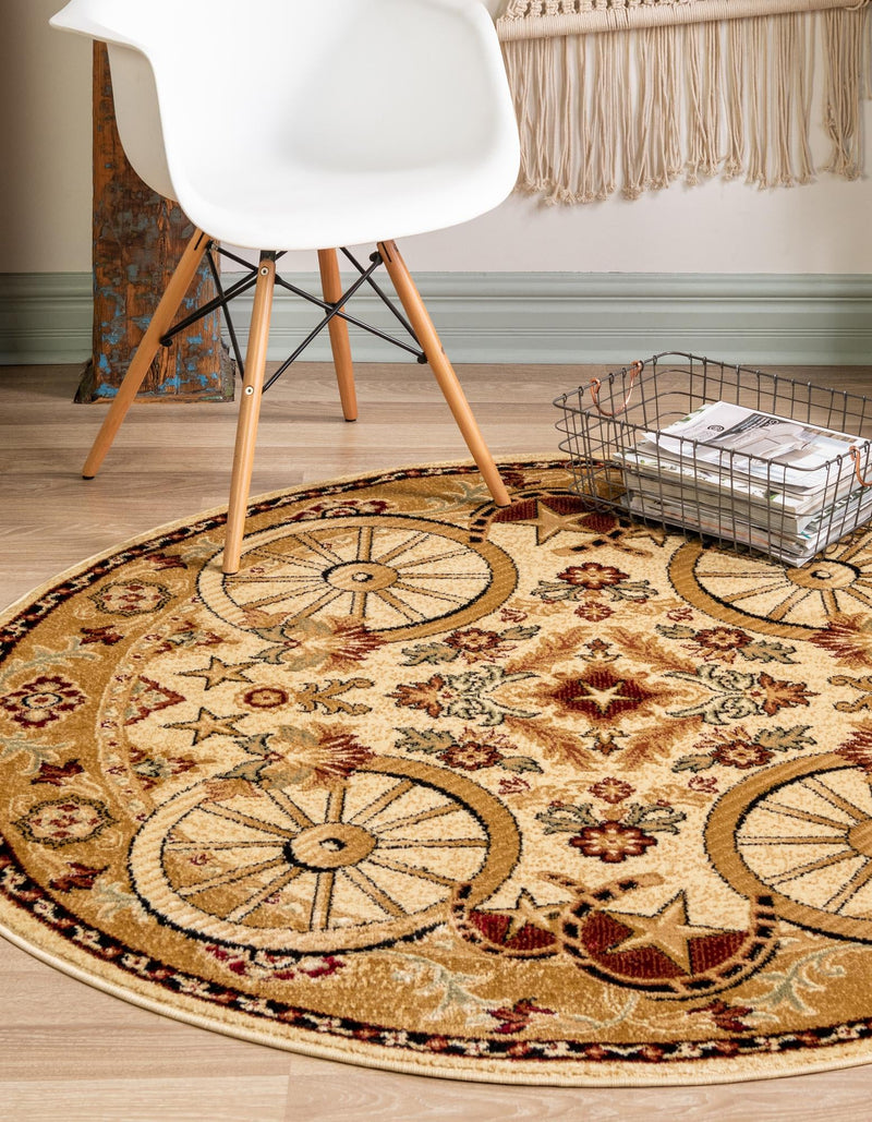 Frontier Trails Collection Area Rug -  Onyx Round Ivory  lifestyle 88