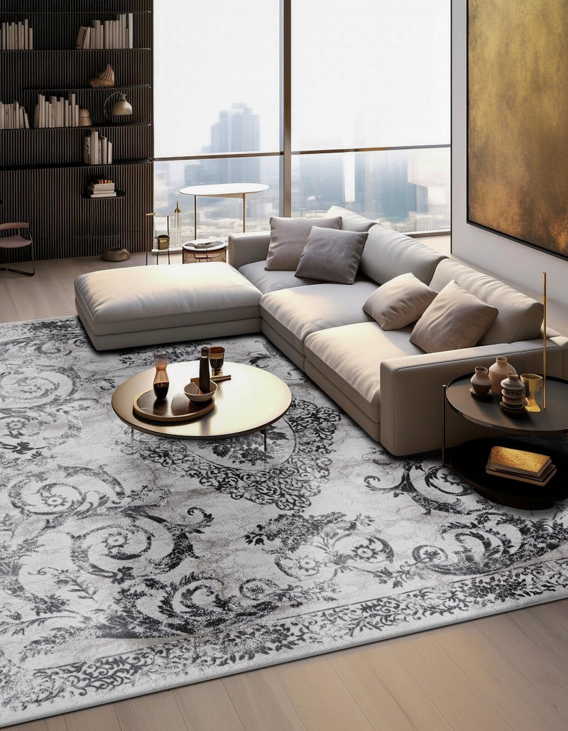 Bloomsbury Elegance Collection Area Rug - Mayfair Square Gray  lifestyle 70