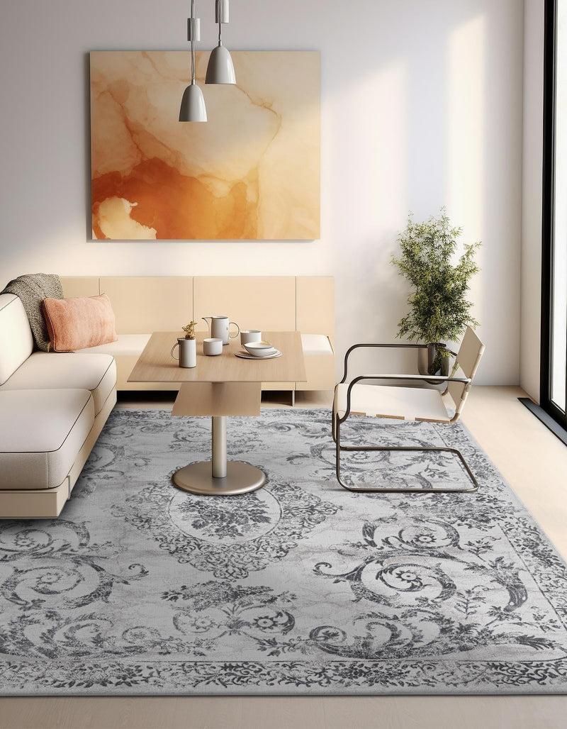 Bloomsbury Elegance Collection Area Rug - Mayfair Square Gray  lifestyle 76