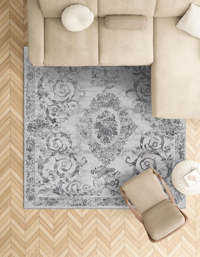 Bloomsbury Elegance Collection Area Rug - Mayfair Square Gray  lifestyle 82