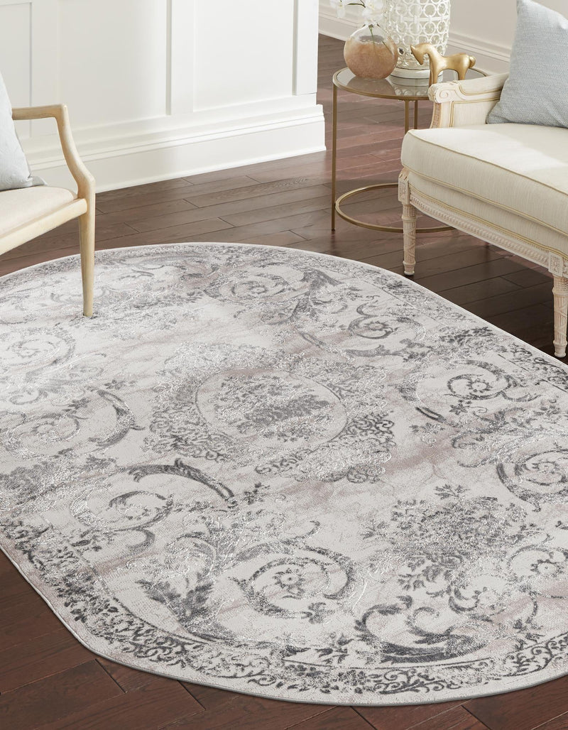 Bloomsbury Elegance Collection Area Rug - Mayfair Oval Gray  lifestyle 60