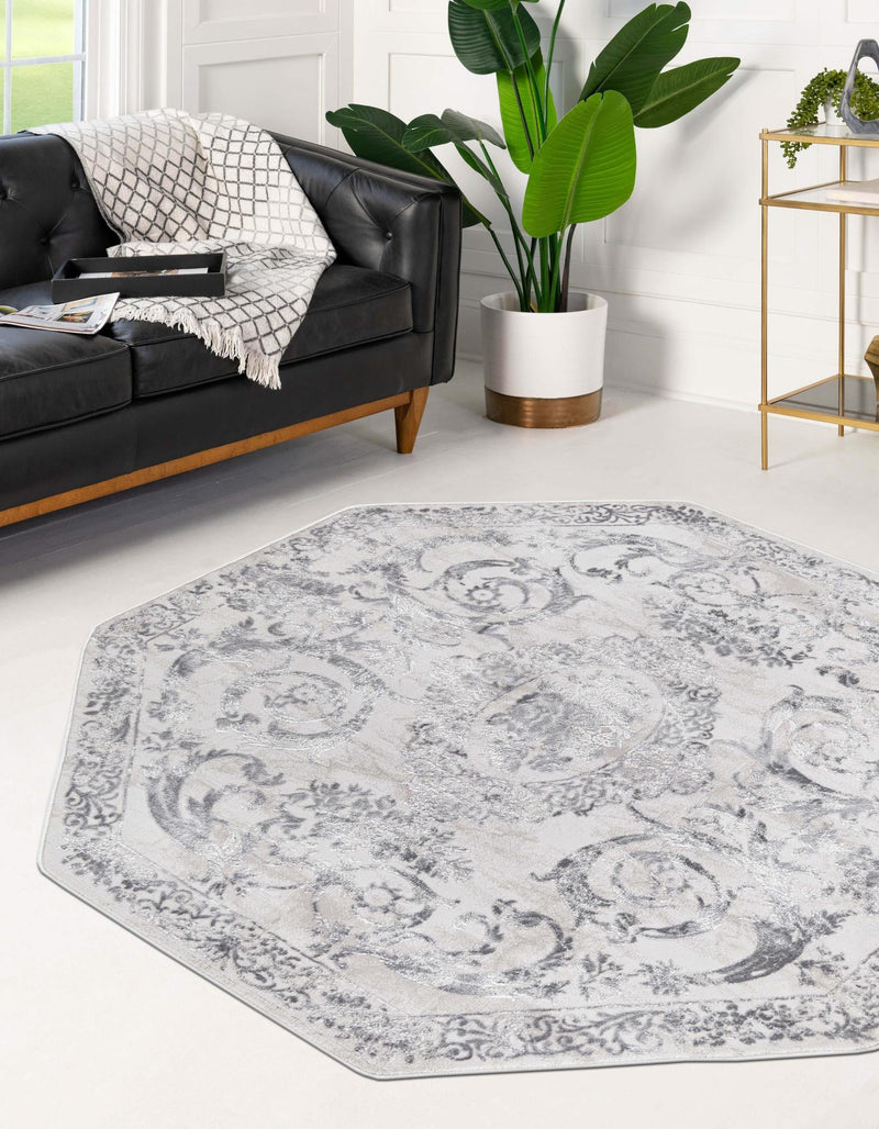 Bloomsbury Elegance Collection Area Rug - Mayfair Octagon Gray  lifestyle 61