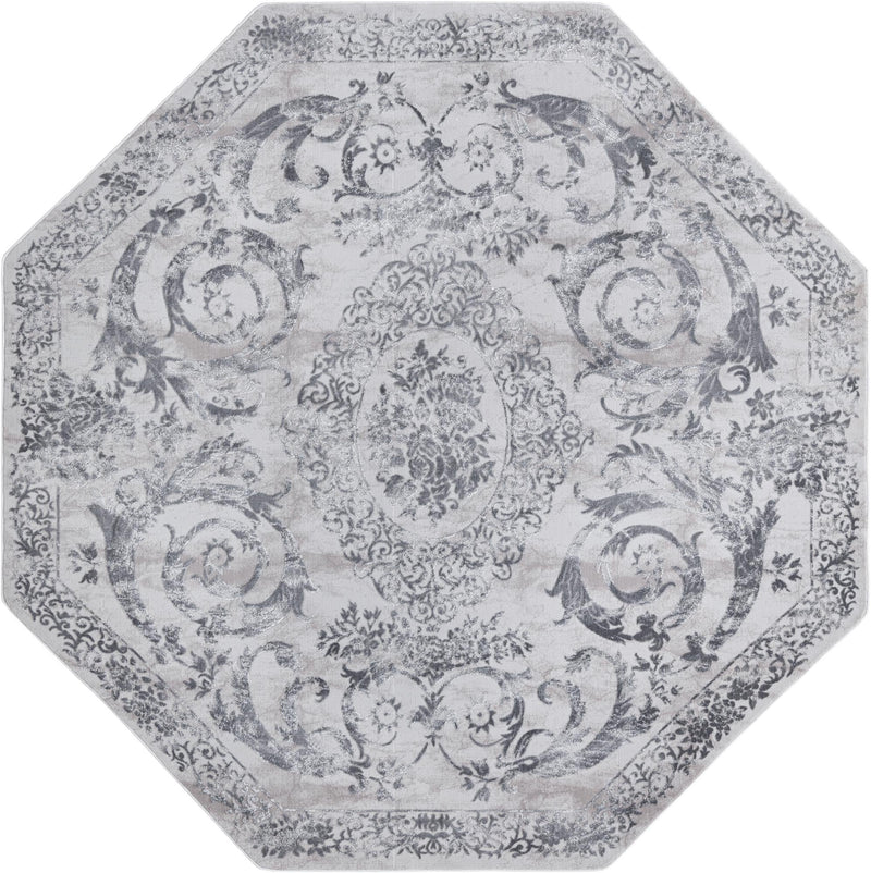 Bloomsbury Elegance Collection Area Rug - Mayfair Octagon Gray  lifestyle 45