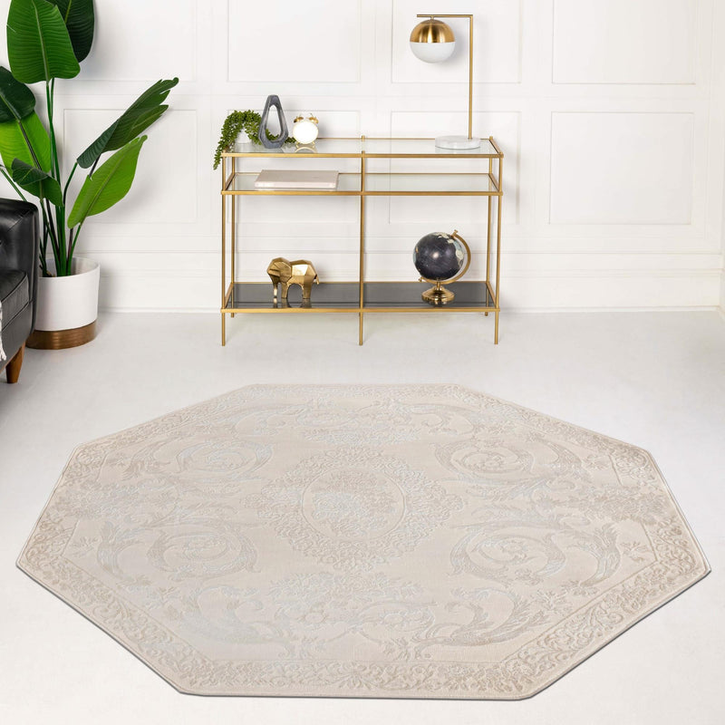 Bloomsbury Elegance Collection Area Rug - Mayfair Octagon Ivory  lifestyle 176