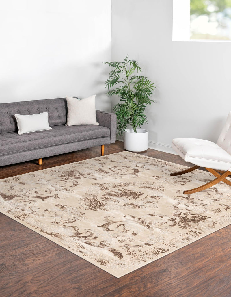 Bloomsbury Elegance Collection Area Rug - Mayfair Square Beige  lifestyle 74