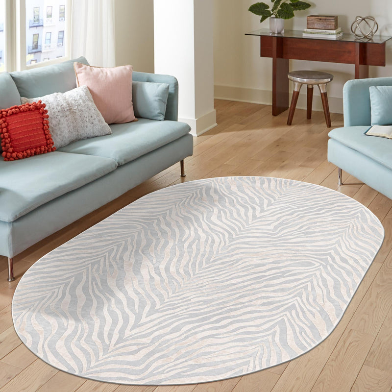 Bloomsbury Elegance Collection Area Rug -  Chelsea Oval Gray and Ivory  lifestyle 137