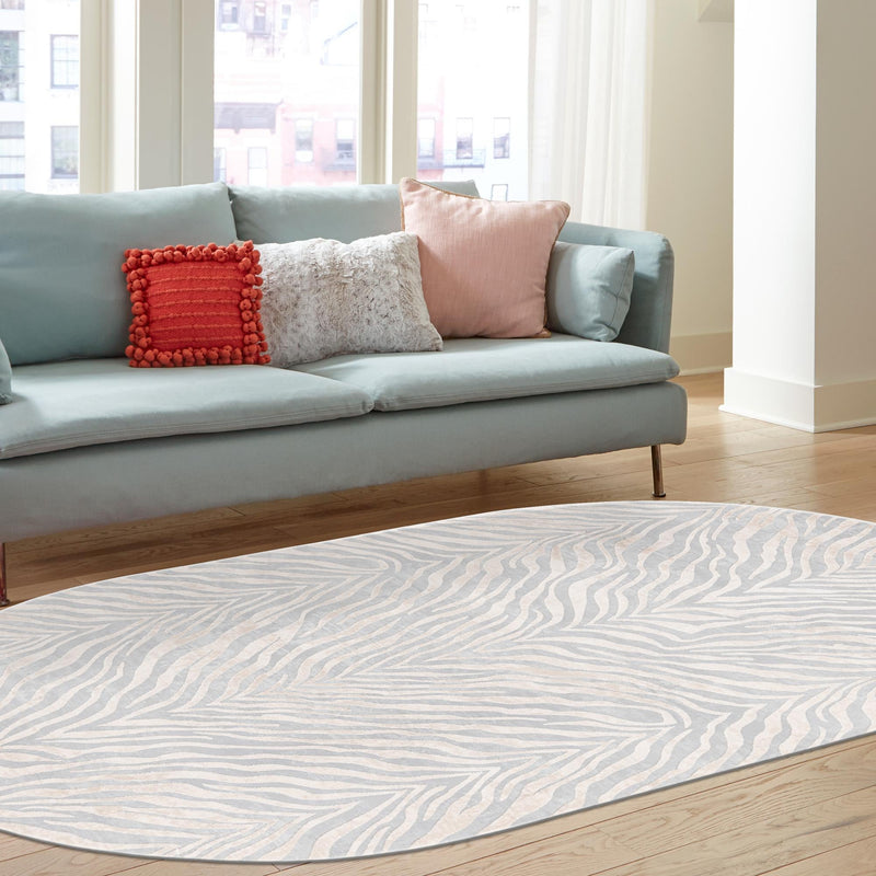 Bloomsbury Elegance Collection Area Rug -  Chelsea Oval Gray and Ivory  lifestyle 139