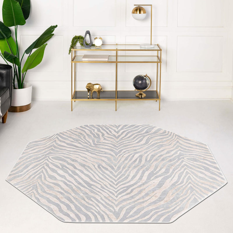 Bloomsbury Elegance Collection Area Rug -  Chelsea Octagon Gray and Ivory  lifestyle 77