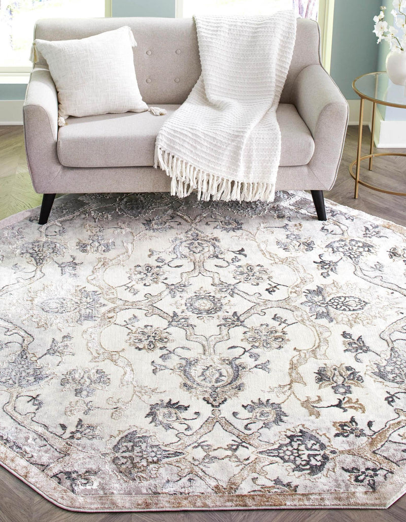 Kensington Collection Area Rug -  Mayfair Octagon Ivory Gray  lifestyle 9