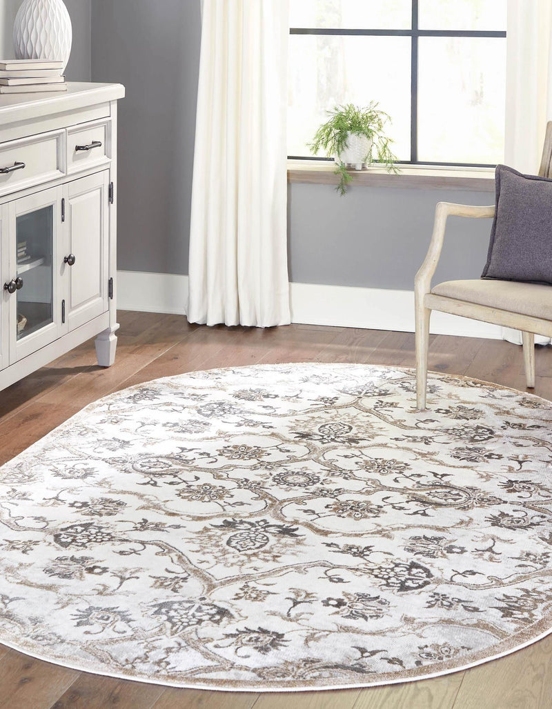 Kensington Collection Area Rug -  Mayfair Oval Ivory Gray  lifestyle 12