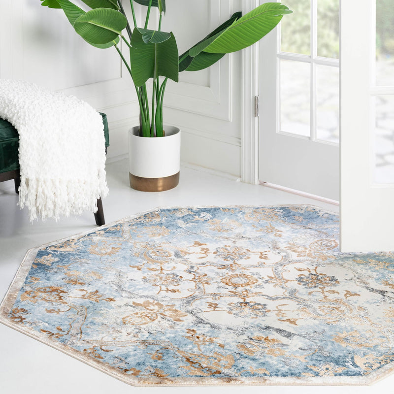 Kensington Collection Area Rug -  Mayfair Octagon Blue  lifestyle 37