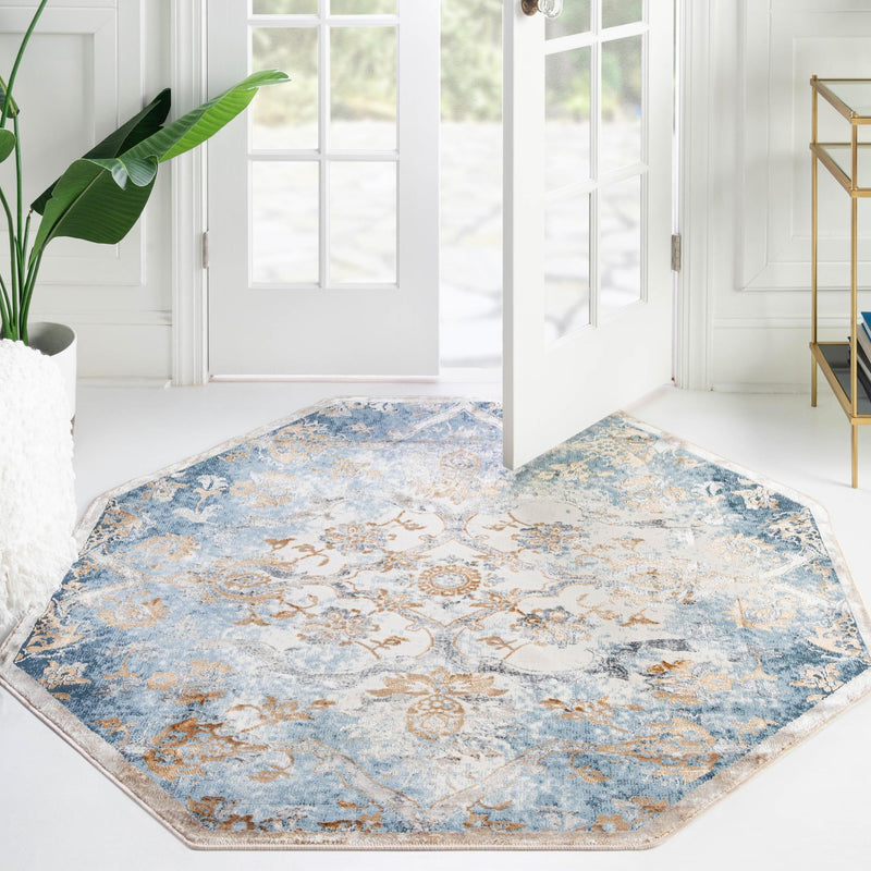 Kensington Collection Area Rug -  Mayfair Octagon Blue  lifestyle 43