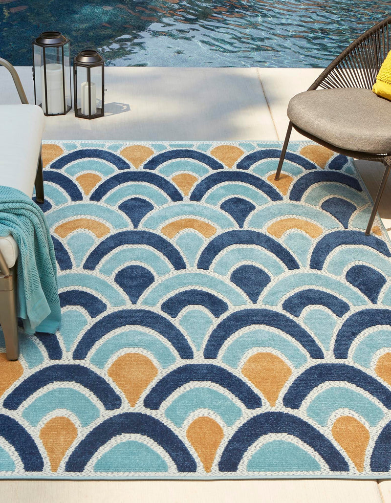 Caribbean Terrace Collection Area Rug -  Barbados Rectangle Blue  lifestyle 2