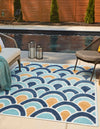 Caribbean Terrace Collection Area Rug -  Barbados Rectangle Blue  lifestyle 3