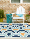 Caribbean Terrace Collection Area Rug -  Barbados Square Blue  lifestyle 21