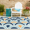 Caribbean Terrace Collection Area Rug -  Barbados Square Blue  lifestyle 56