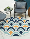 Caribbean Terrace Collection Area Rug -  Barbados Round Blue  lifestyle 19