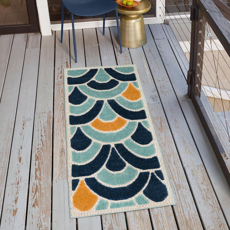 Caribbean Terrace Collection Area Rug -  Barbados Runner Blue  lifestyle 55