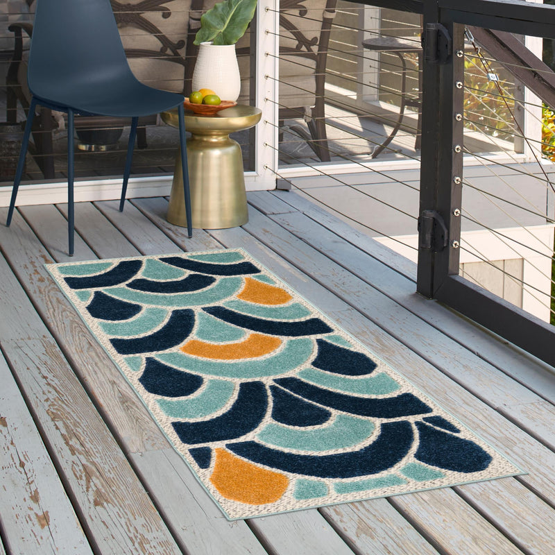 Caribbean Terrace Collection Area Rug -  Barbados Runner Blue  lifestyle 57