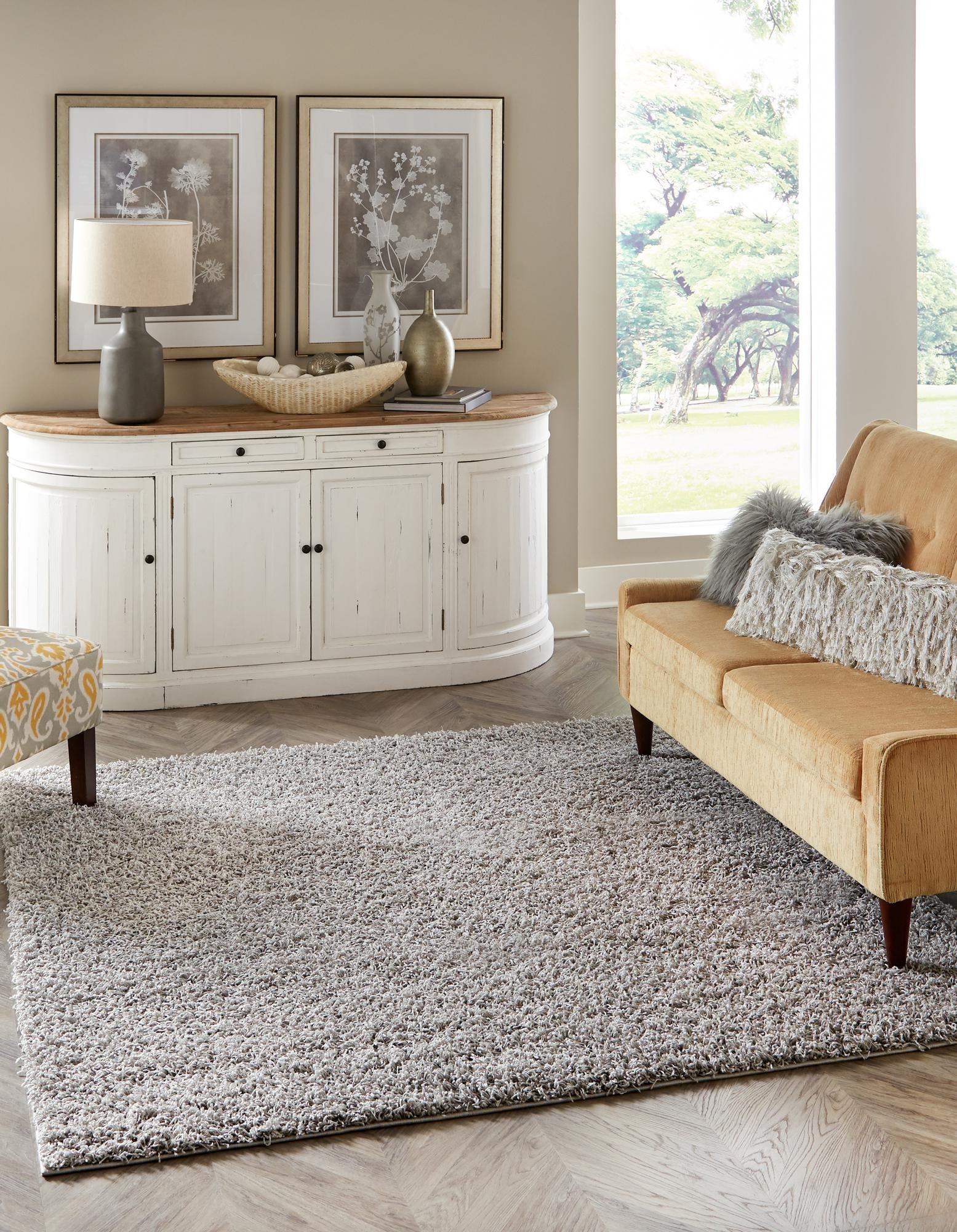 Cozy Haven Shag Collection Area Rug - Sanctuary (Cloud Gray)