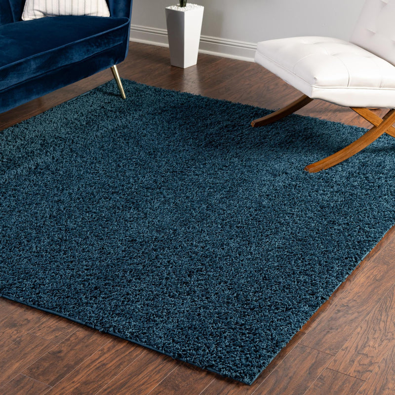 Cozy Haven Shag Collection Area Rug - Sanctuary (Sapphire Blue) Square Sapphire Blue  lifestyle 43