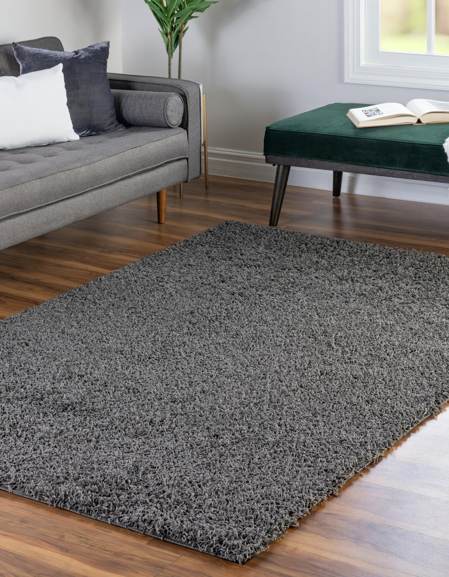 Cozy Haven Shag Collection Area Rug - Sanctuary (Graphite Gray)