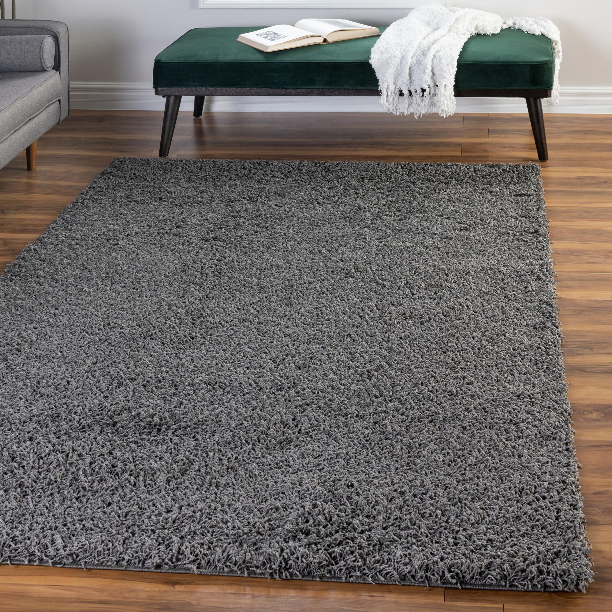 Cozy Haven Shag Collection Area Rug - Sanctuary (Graphite Gray)