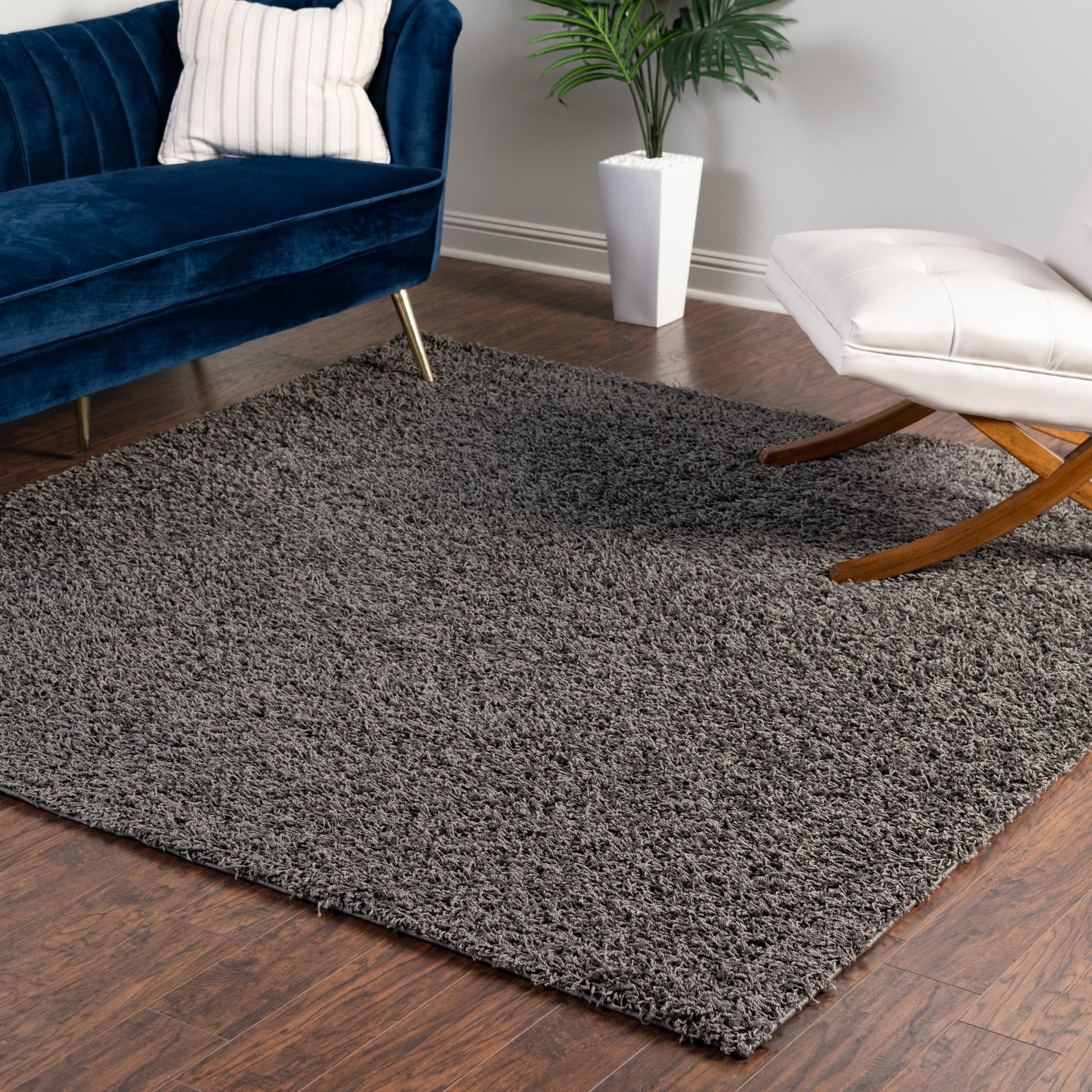 Cozy Haven Shag Collection Area Rug - Sanctuary (Graphite Gray)