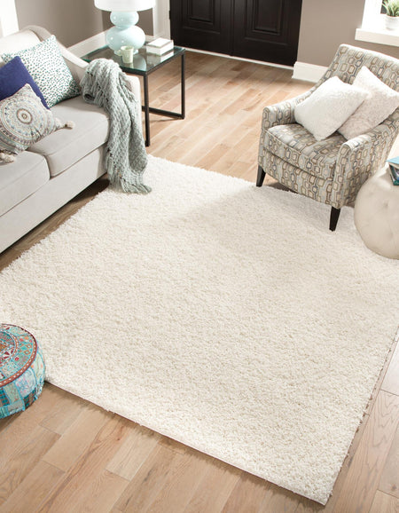 Cozy Haven Shag Collection Area Rug - Sanctuary (Snow White)