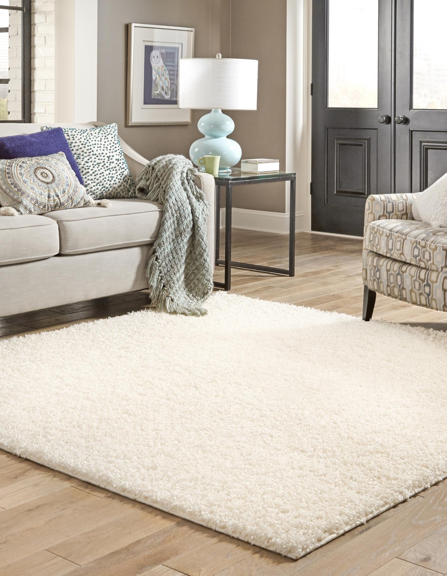 Cozy Haven Shag Collection Area Rug - Sanctuary (Snow White)