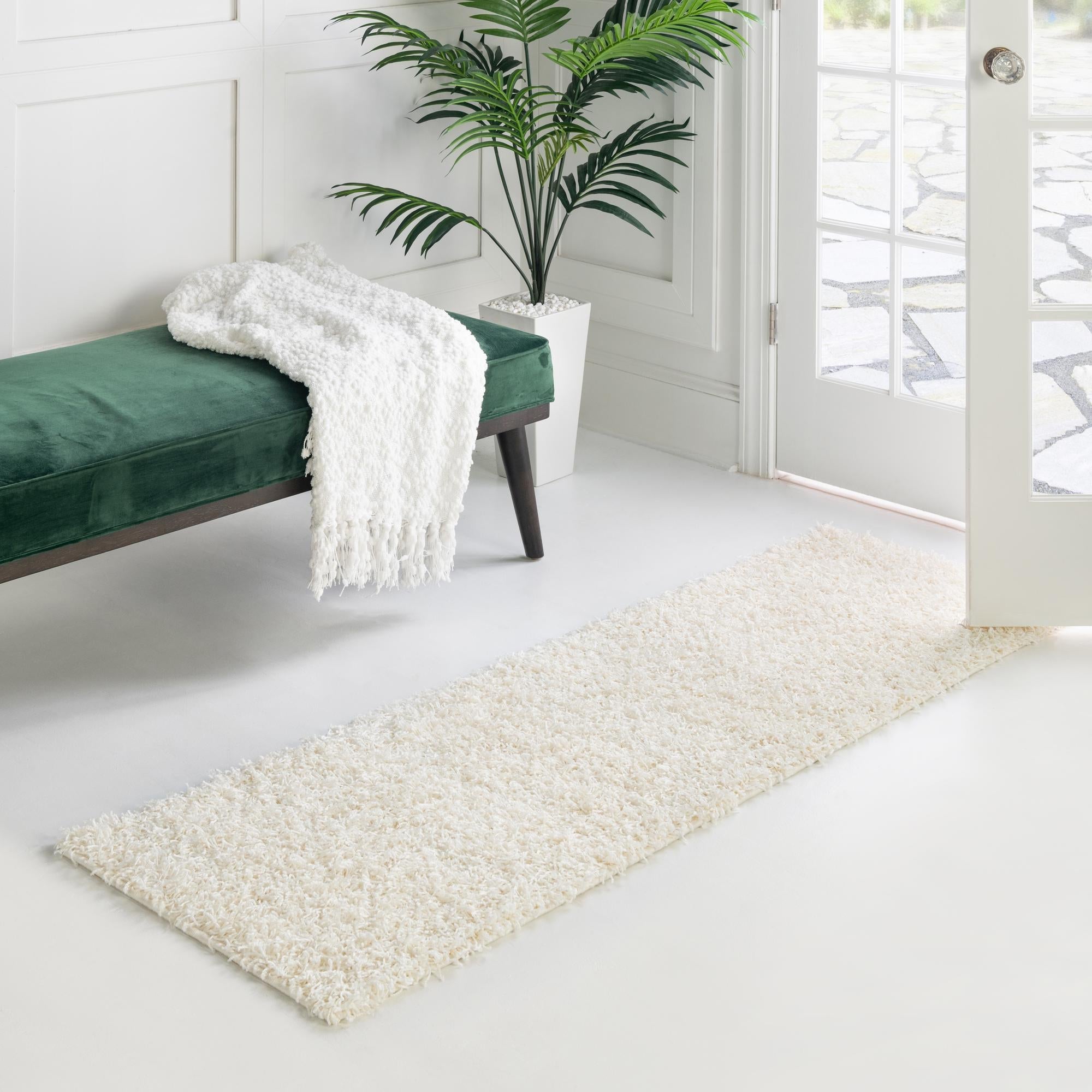 Cozy Haven Shag Collection Area Rug - Sanctuary (Snow White)