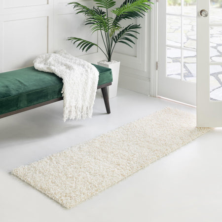 Cozy Haven Shag Collection Area Rug - Sanctuary (Snow White)