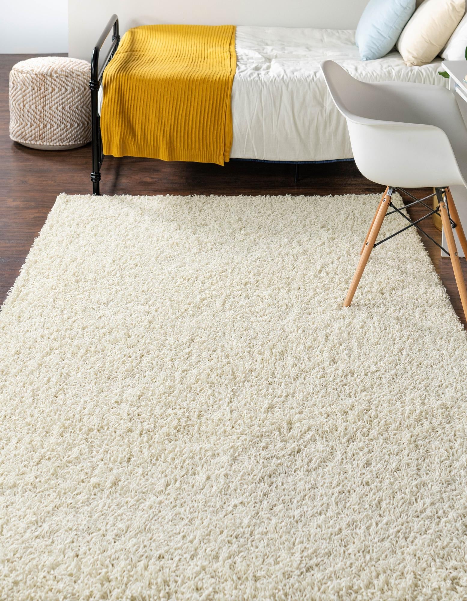 Cozy Haven Shag Collection Area Rug - Sanctuary (Pure Ivory)