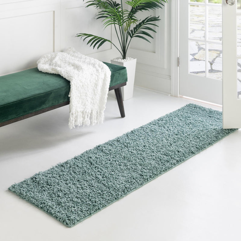 Cozy Haven Shag Collection Area Rug - Sanctuary (Light Slate Blue) Runner Light Slate Blue  lifestyle 27