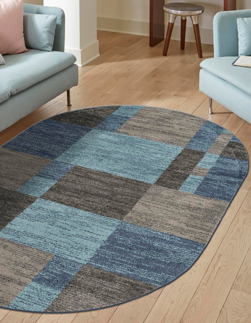 Autumn Meadow Collection Area Rug -  Sycamoreside (Blue Gray) Oval Blue Gray  lifestyle 21