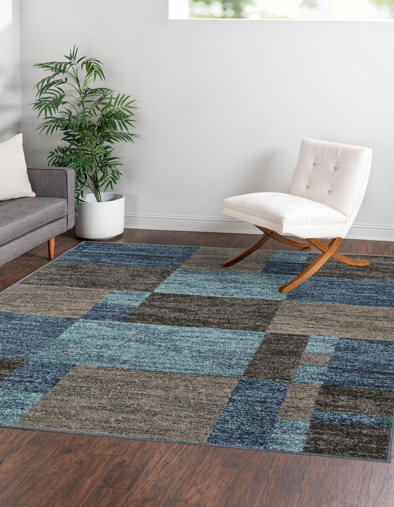 Autumn Meadow Collection Area Rug -  Sycamoreside (Blue Gray) Square Blue Gray  lifestyle 22