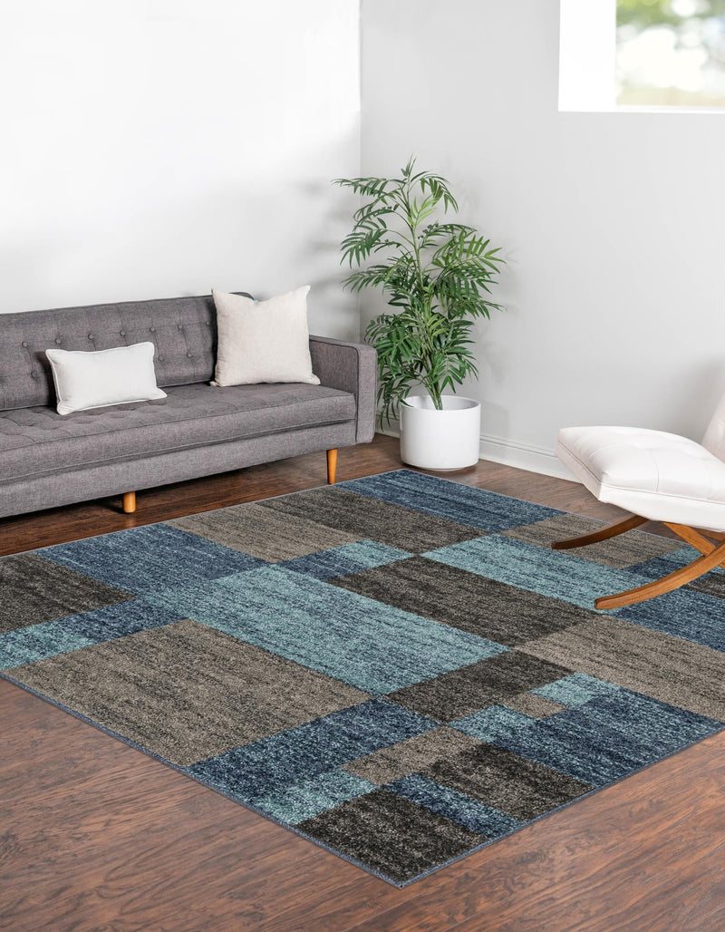 Autumn Meadow Collection Area Rug -  Sycamoreside (Blue Gray) Square Blue Gray  lifestyle 27