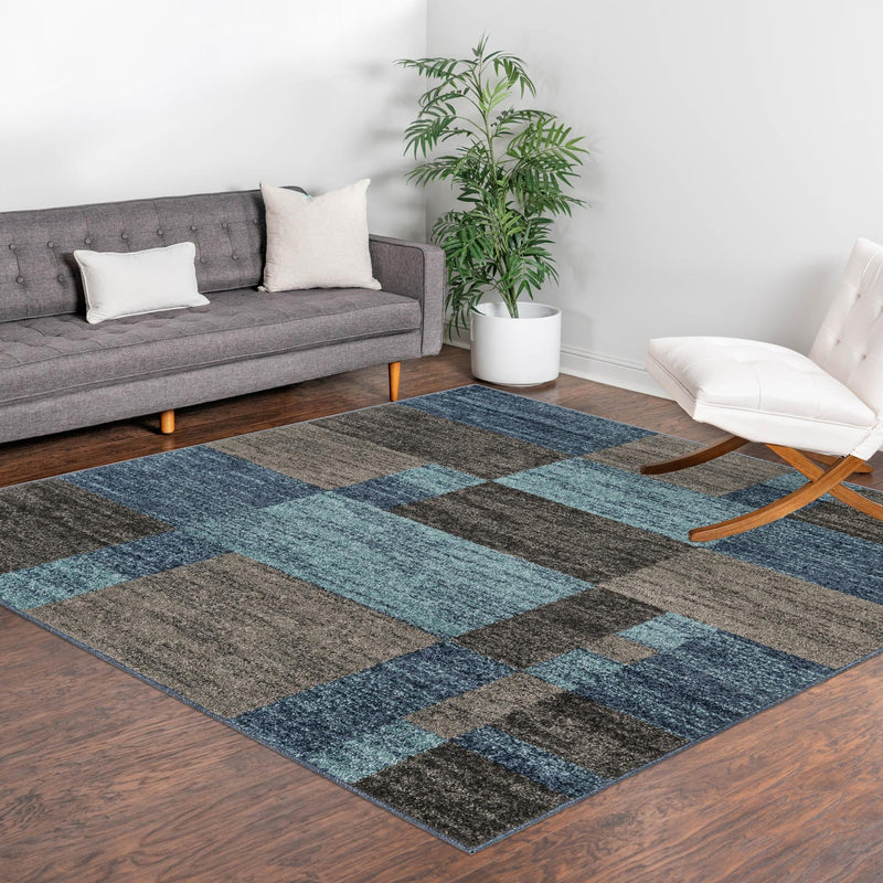 Autumn Meadow Collection Area Rug -  Sycamoreside (Blue Gray) Square Blue Gray  lifestyle 81