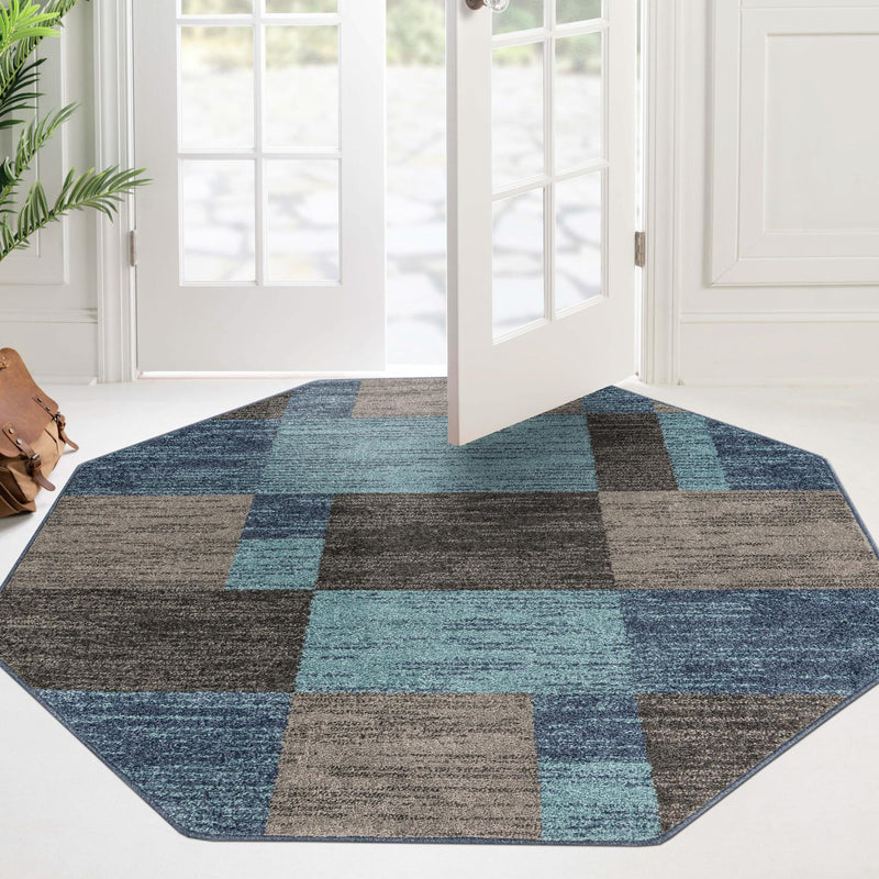 Autumn Meadow Collection Area Rug -  Sycamoreside (Blue Gray) Octagon Blue Gray  lifestyle 80