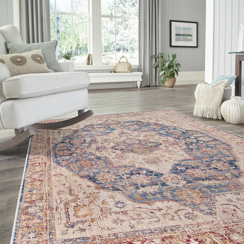 Sahara Elegance Collection Area Rug -  Zagora Rectangle Blue Ivory  lifestyle 58