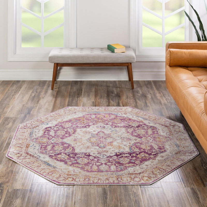 Sahara Elegance Collection Area Rug -  Zagora Octagon Lavender  lifestyle 111